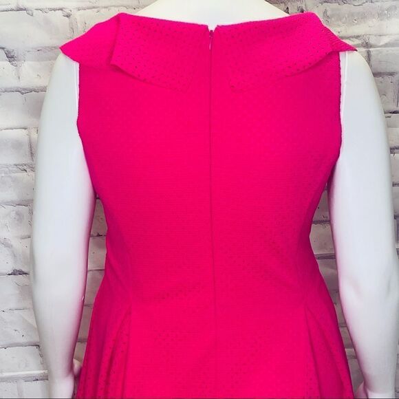 Eliza J Pink Perforated Ruffle Fit & Flare Short Casual Dress - Picture 4 of 9